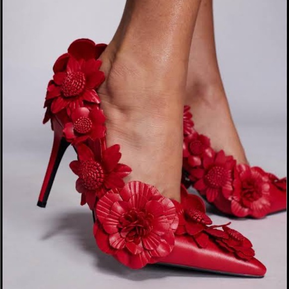 Azalea Wang Shoes - Elegant Red Floral Zarah Heels FINAL PRICE Almost sold out! 1 left!